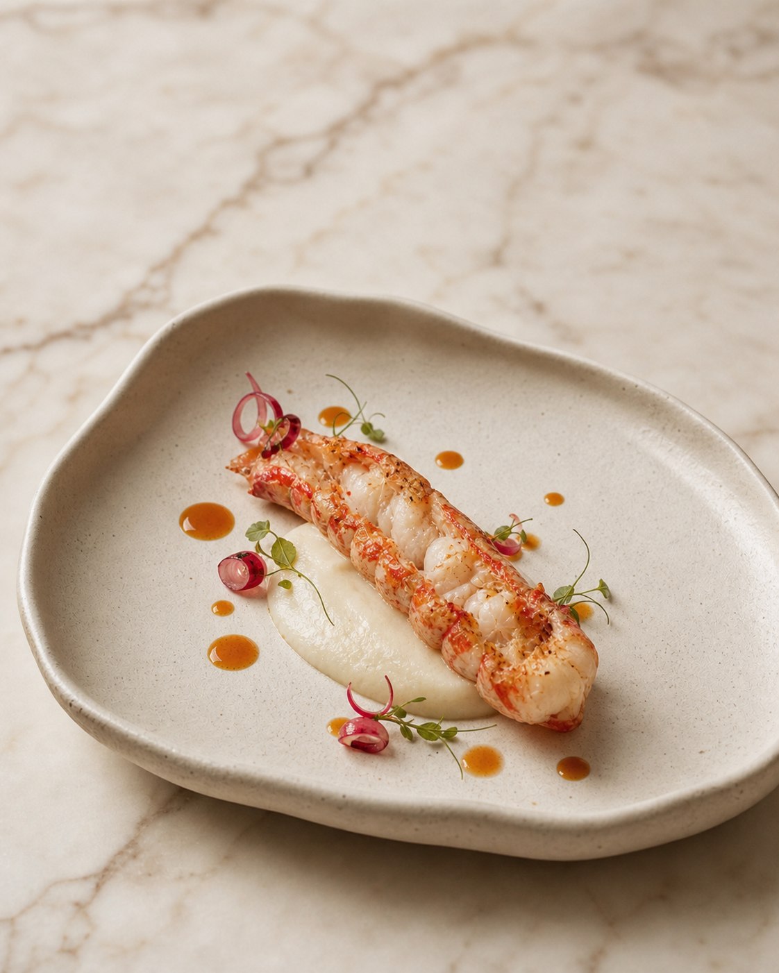 Refined langoustine private dining course