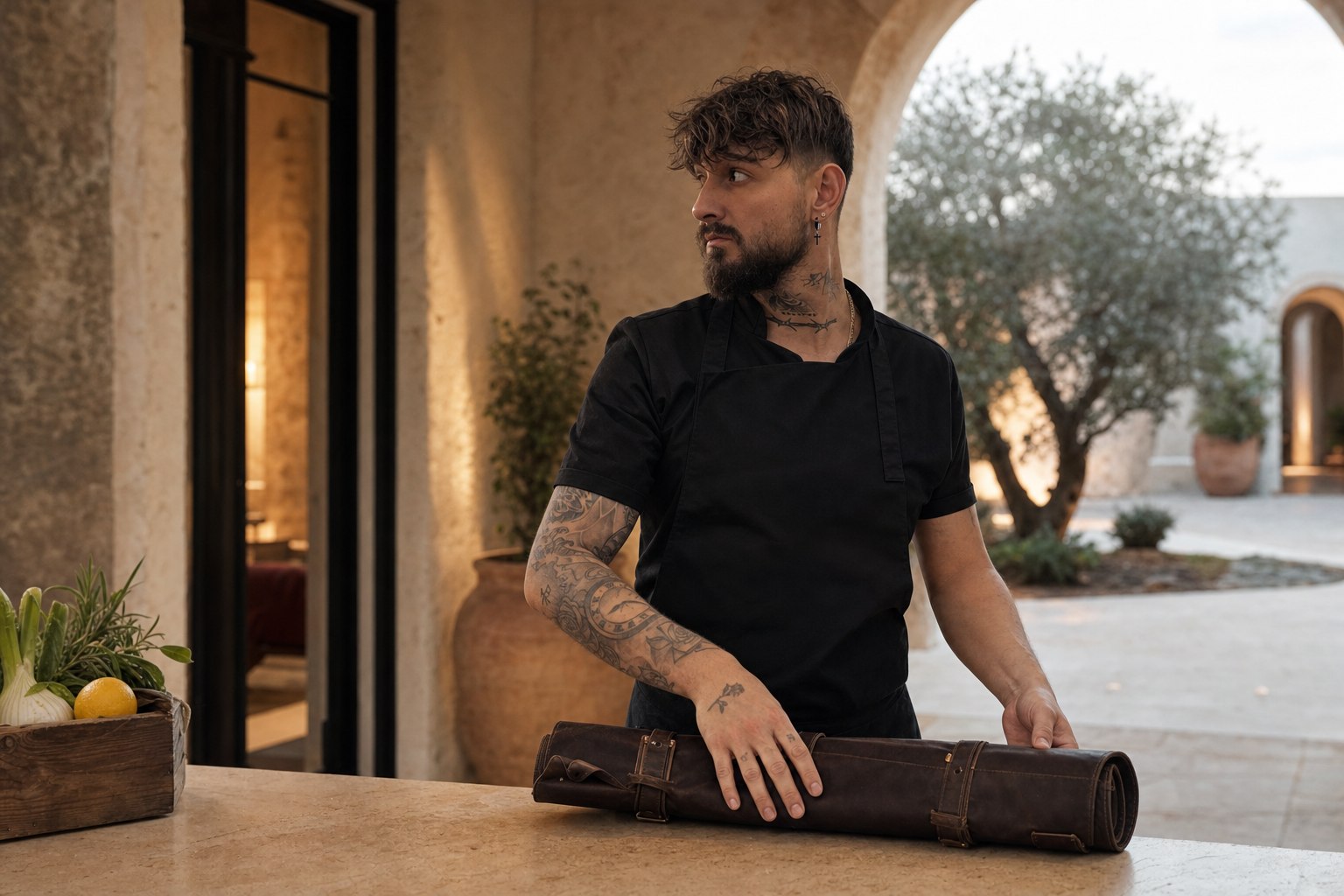 Stjepan arriving to cook at a Mediterranean residence